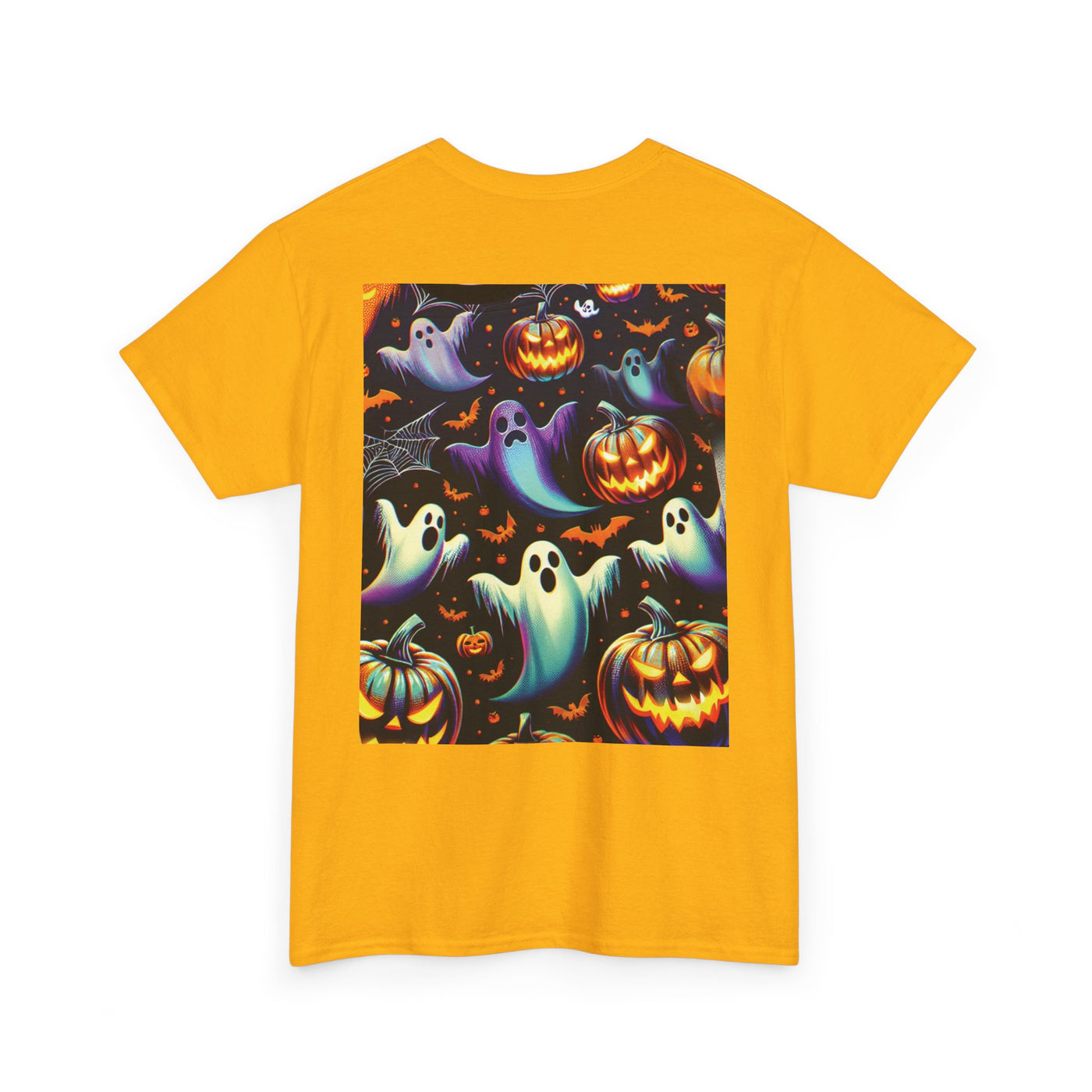 Halloween Unisex Heavy Cotton Tee | Spooky Ghost and Witch Design | Autumn Apparel, Pumpkin Shirt, Trick or Treat Wear, Fall Fashion