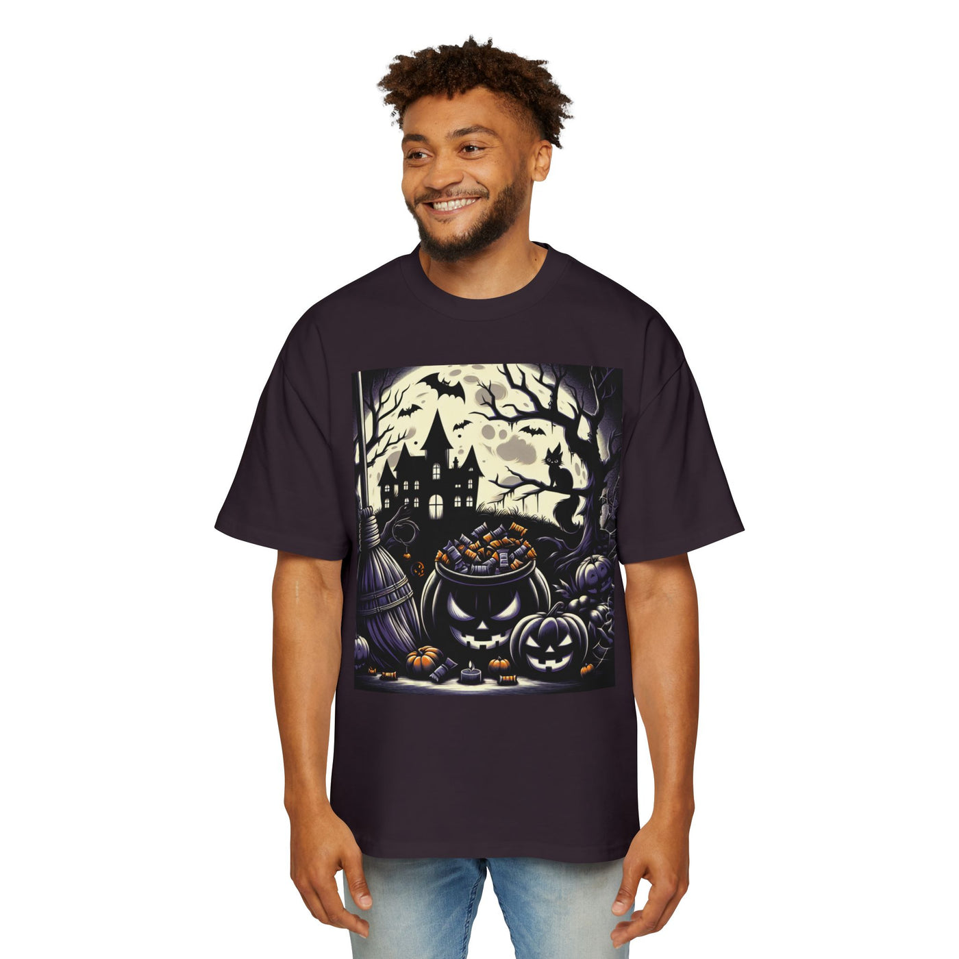 Stylish Halloween Oversized Tee, Spooky, Halloween Apparel, Unisex T-shirt, Trick-or-Treat Shirt, Autumn Fashion, Gift for Him