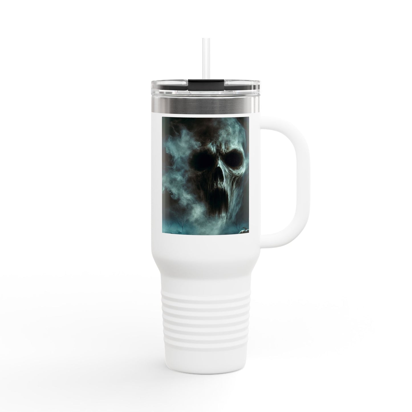 Spooky Skull Insulated Travel Mug | 40oz | Halloween Coffee Cup, Unique Gift for Goth Lovers, Ice Water Tumbler, Reusable Drinkware