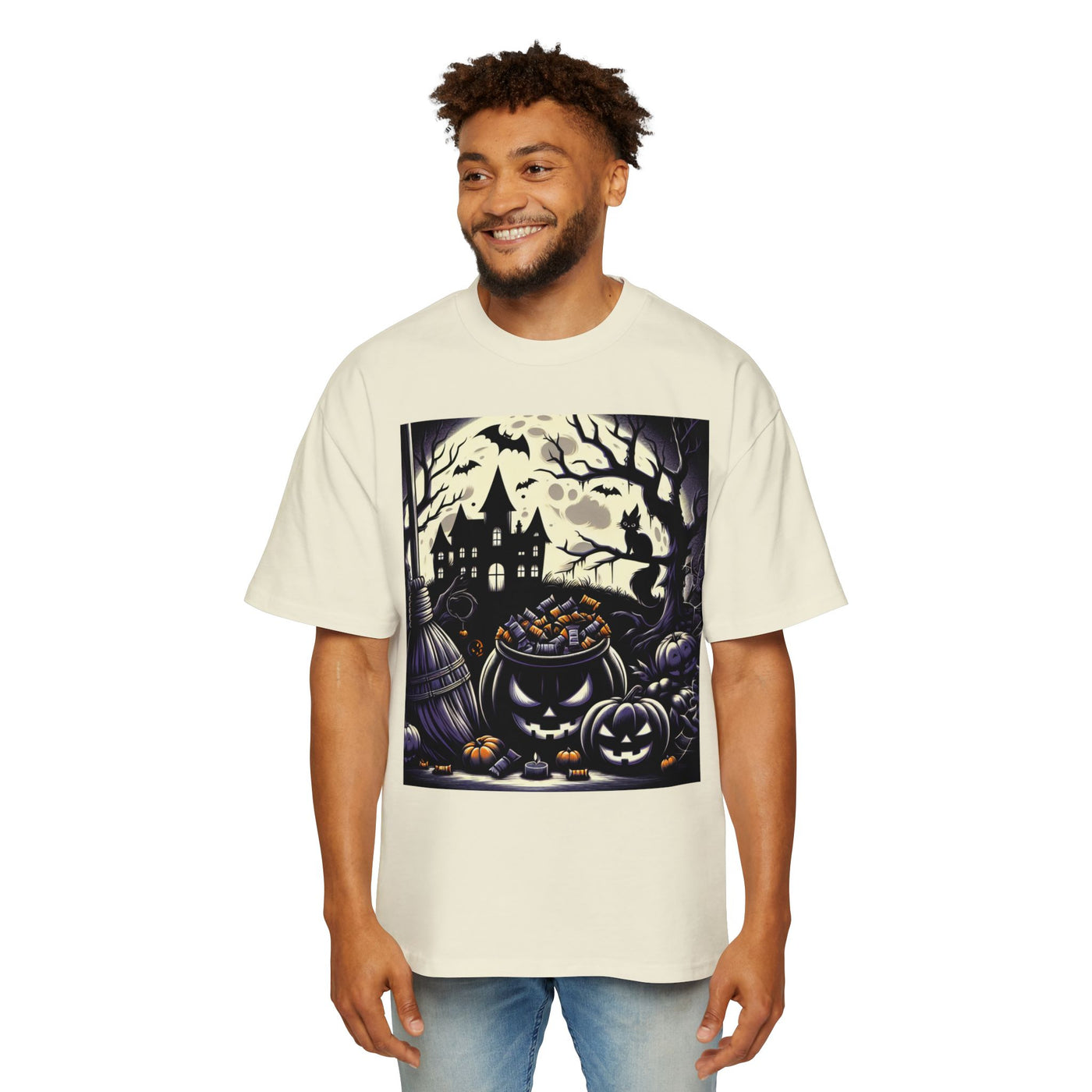 Stylish Halloween Oversized Tee, Spooky, Halloween Apparel, Unisex T-shirt, Trick-or-Treat Shirt, Autumn Fashion, Gift for Him