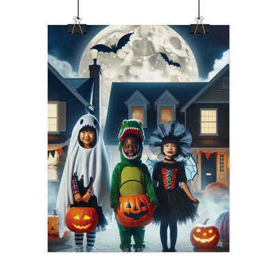 Halloween Kids Art Print, Bright Halloween Decor, Fun Holiday Gift, Spooky Wall Art, Halloween Party Decor