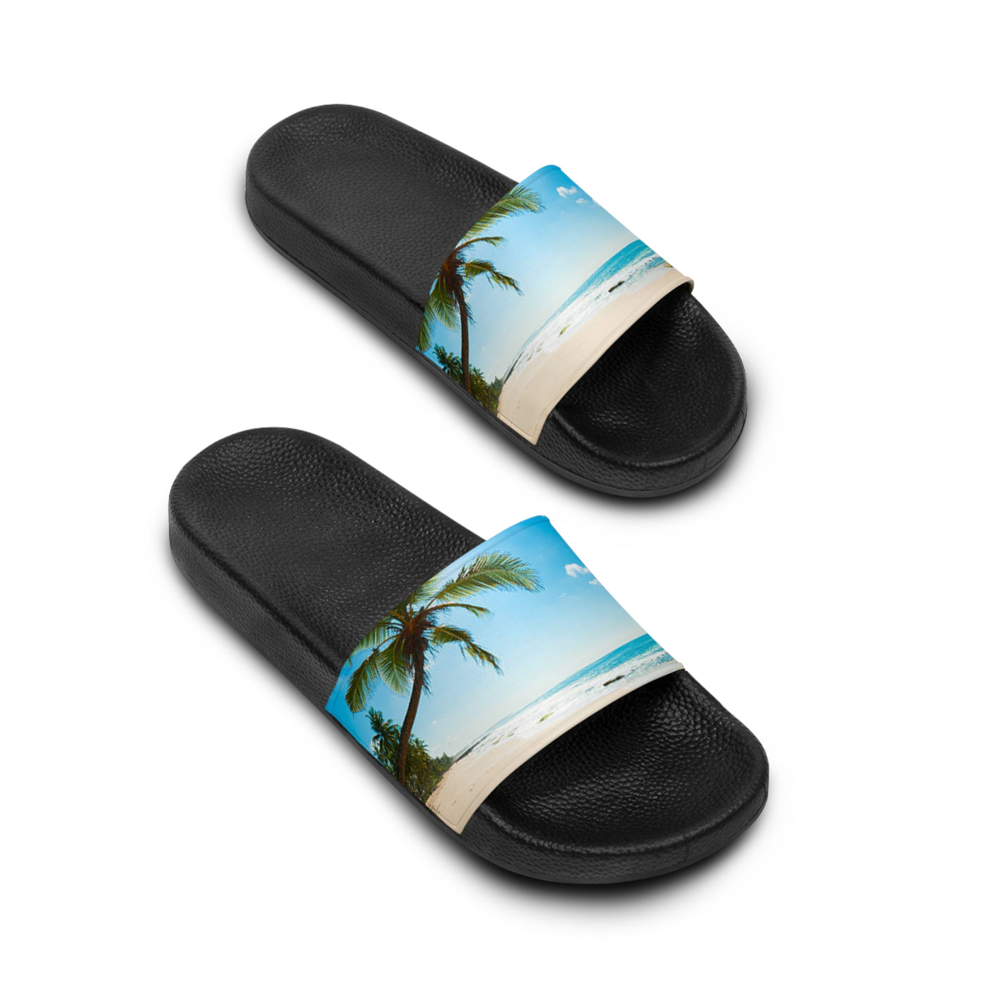 Tropical Beach Men's Slide Sandals, Casual Summer Footwear, Vacation Slides, Beachwear Gifts, Poolside Sandals, Relaxing Summer Vibes