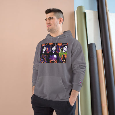 Halloween Champion Hoodie, Spooky Sweatshirt, Fall Fashion, Cozy Gift, Unisex Hoodie, Ghost and Pumpkin Design