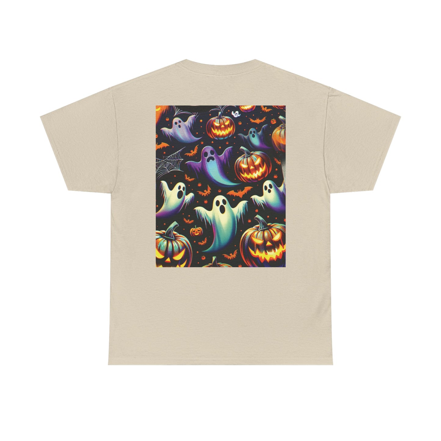 Halloween Unisex Heavy Cotton Tee | Spooky Ghost and Witch Design | Autumn Apparel, Pumpkin Shirt, Trick or Treat Wear, Fall Fashion