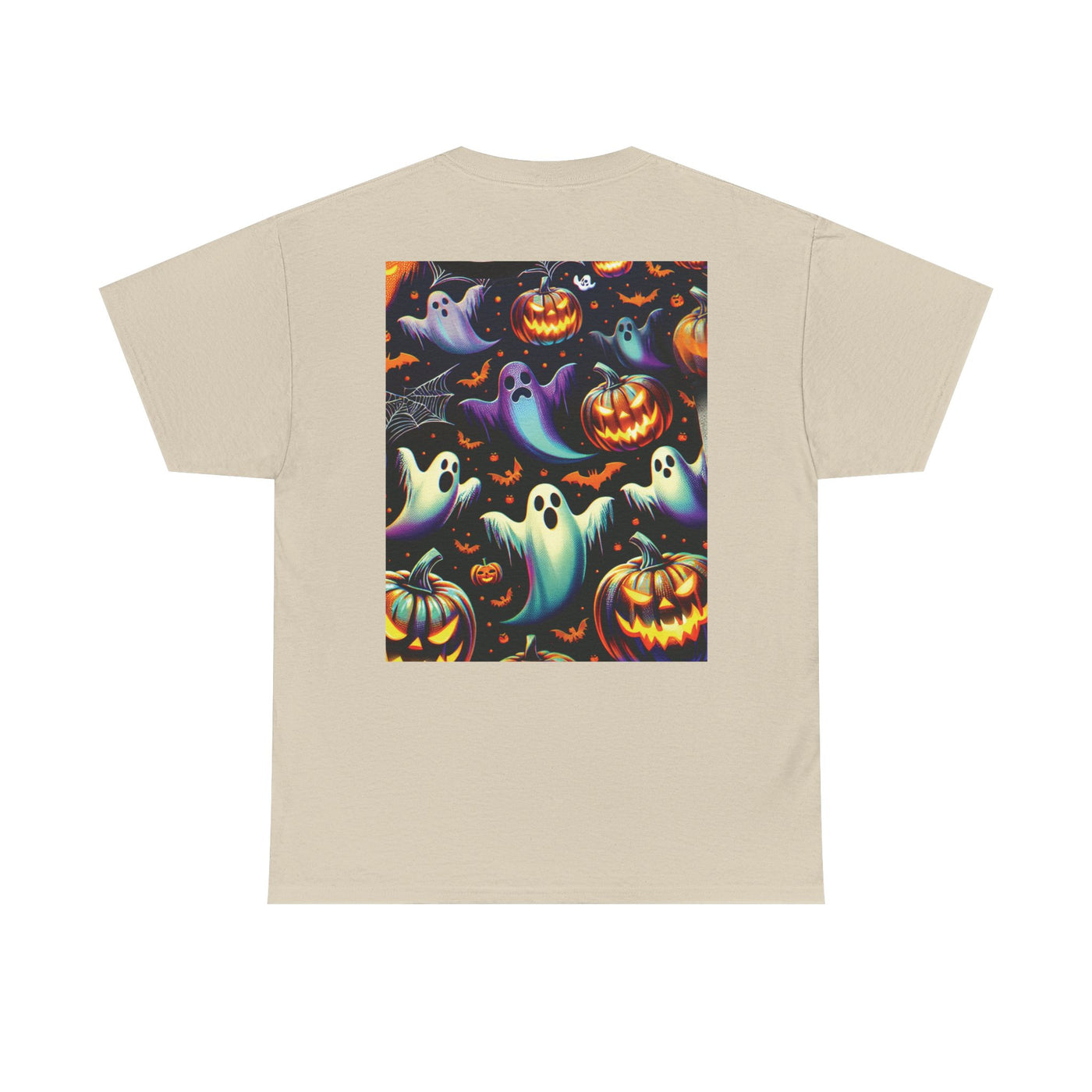 Halloween Unisex Heavy Cotton Tee | Spooky Ghost and Witch Design | Autumn Apparel, Pumpkin Shirt, Trick or Treat Wear, Fall Fashion