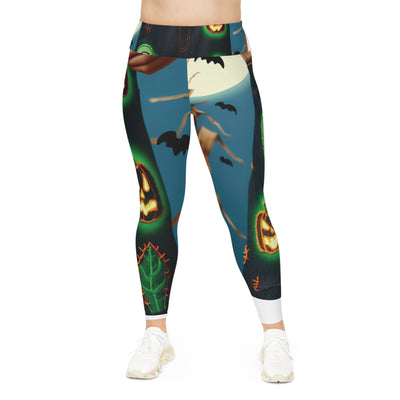 Halloween Plus Size Leggings, Spooky Leggings, Plus Size Activewear, Fall Fashion, Comfortable Fitness Leggings