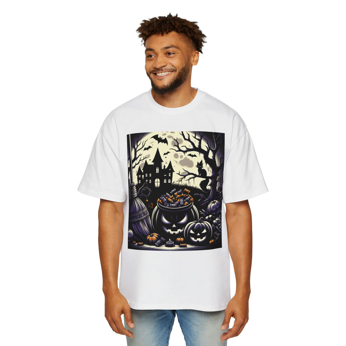 Stylish Halloween Oversized Tee, Spooky, Halloween Apparel, Unisex T-shirt, Trick-or-Treat Shirt, Autumn Fashion, Gift for Him