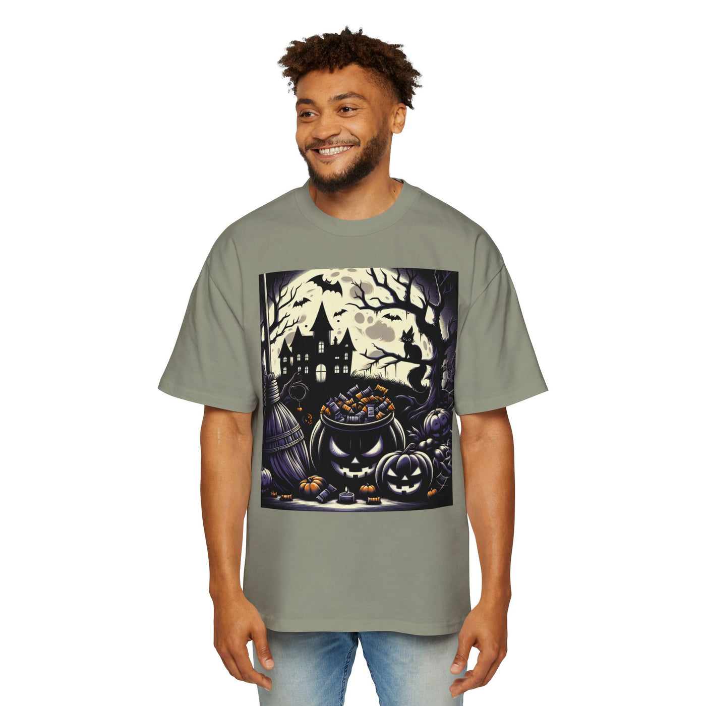 Stylish Halloween Oversized Tee, Spooky, Halloween Apparel, Unisex T-shirt, Trick-or-Treat Shirt, Autumn Fashion, Gift for Him