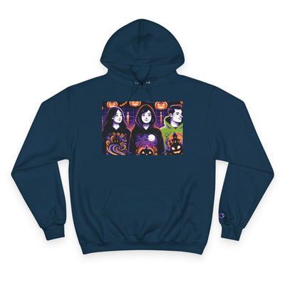 Halloween Champion Hoodie, Spooky Sweatshirt, Fall Fashion, Cozy Gift, Unisex Hoodie, Ghost and Pumpkin Design