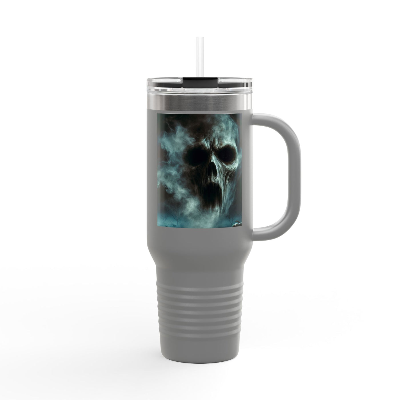 Spooky Skull Insulated Travel Mug | 40oz | Halloween Coffee Cup, Unique Gift for Goth Lovers, Ice Water Tumbler, Reusable Drinkware