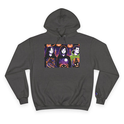 Halloween Champion Hoodie, Spooky Sweatshirt, Fall Fashion, Cozy Gift, Unisex Hoodie, Ghost and Pumpkin Design