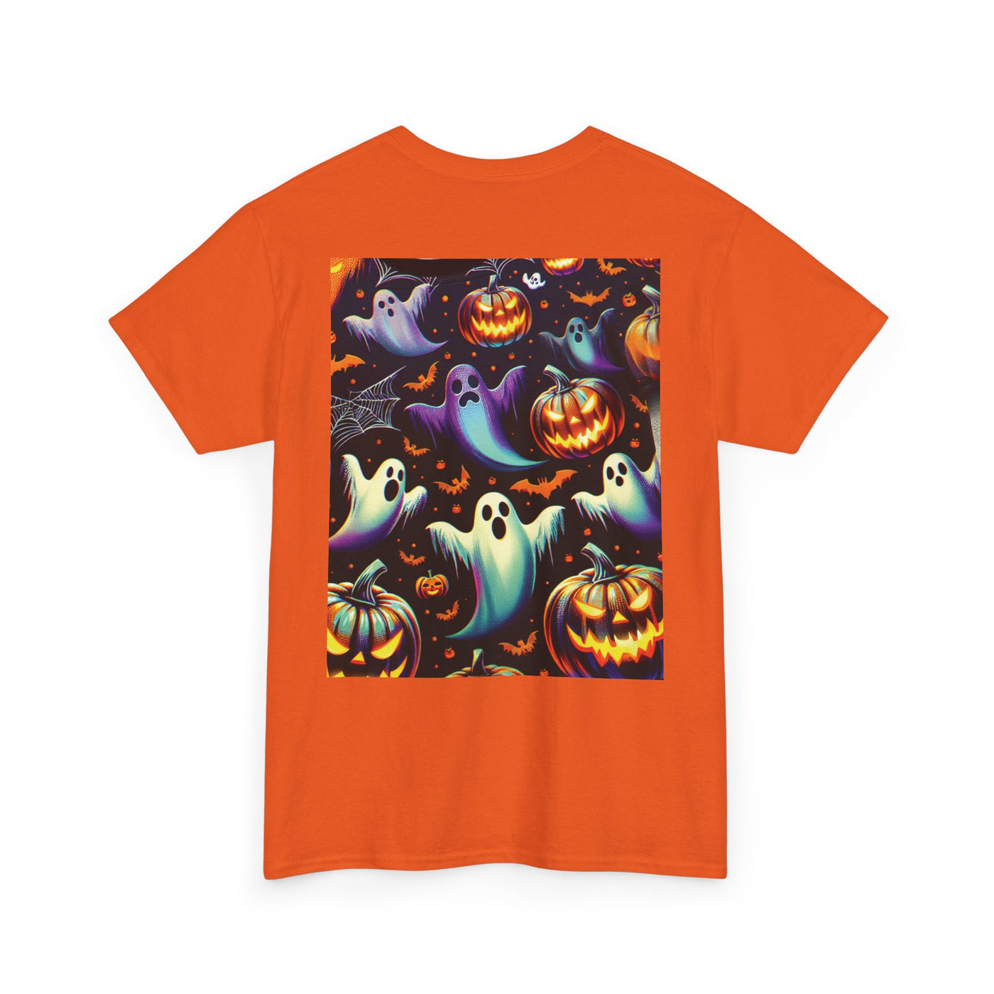 Halloween Unisex Heavy Cotton Tee | Spooky Ghost and Witch Design | Autumn Apparel, Pumpkin Shirt, Trick or Treat Wear, Fall Fashion