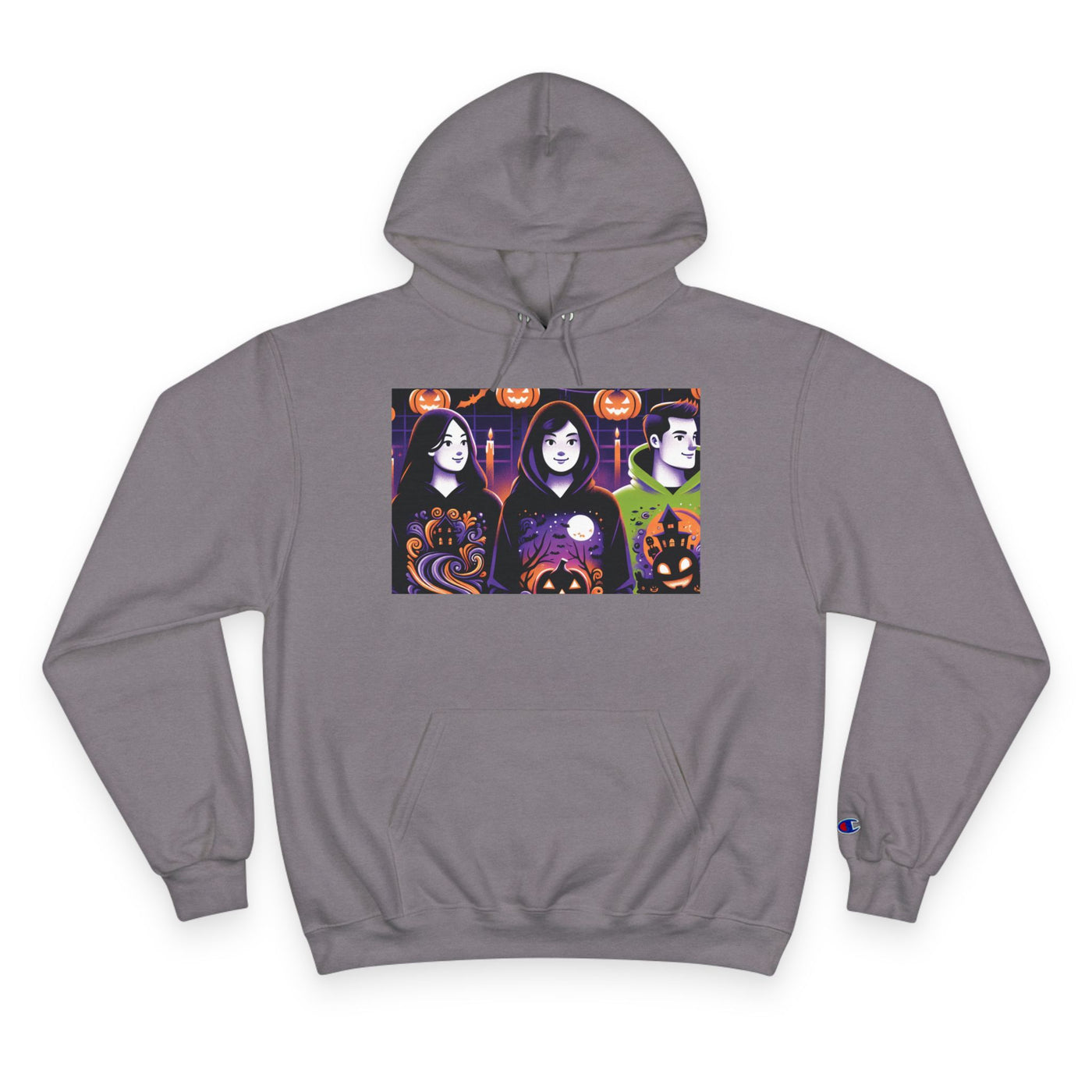 Halloween Champion Hoodie, Spooky Sweatshirt, Fall Fashion, Cozy Gift, Unisex Hoodie, Ghost and Pumpkin Design