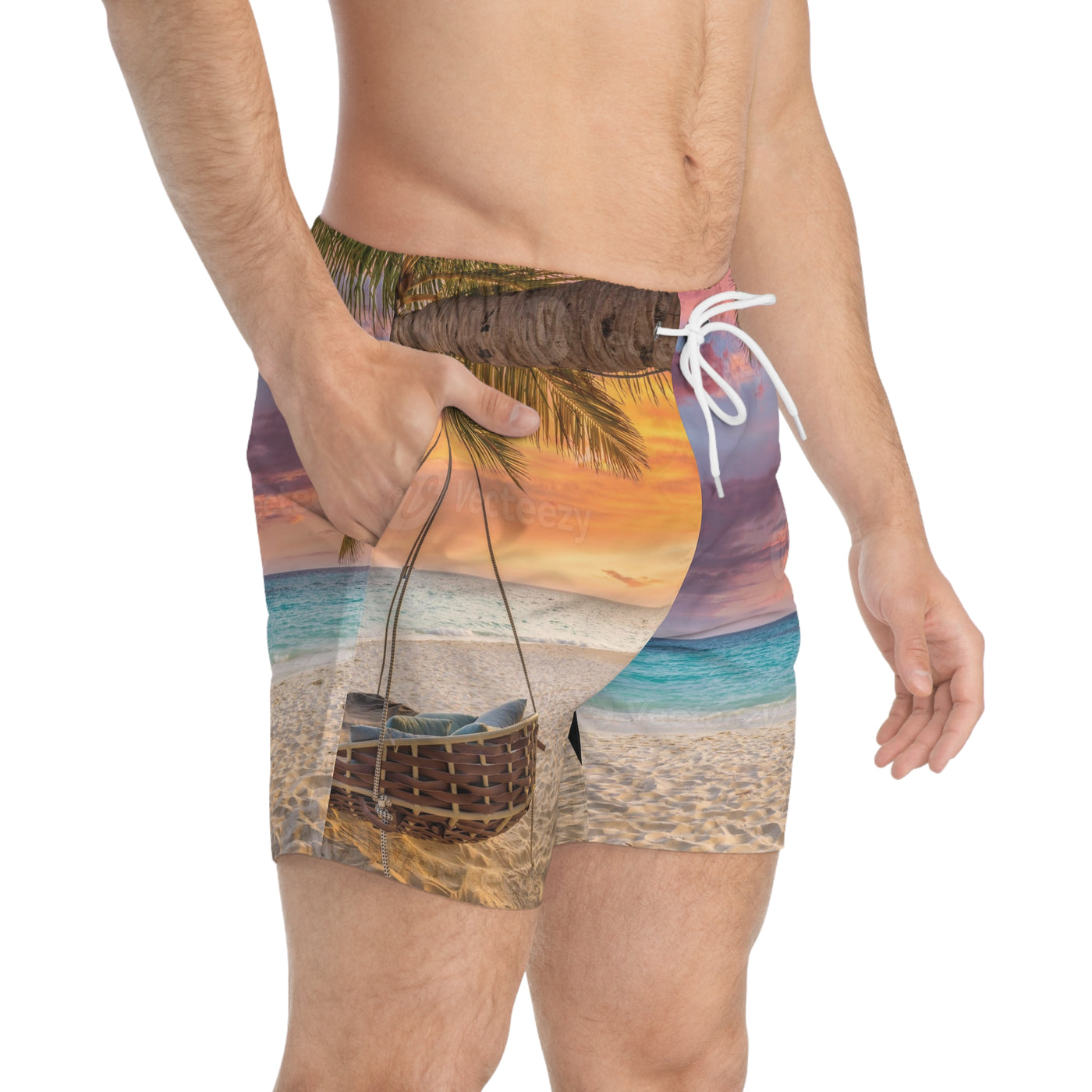 Tropical Print Swim Trunks, Beachwear for Summer, Vacation Ready Swim Shorts, Casual Beach Day Trunks, Perfect for Pool Parties