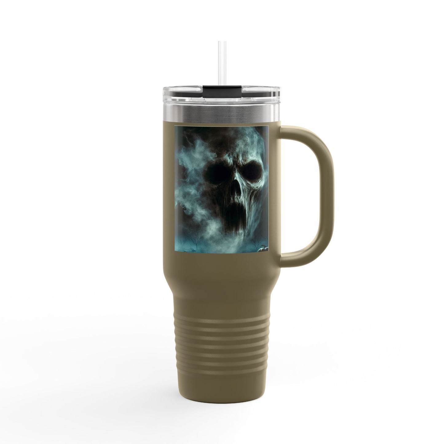 Spooky Skull Insulated Travel Mug | 40oz | Halloween Coffee Cup, Unique Gift for Goth Lovers, Ice Water Tumbler, Reusable Drinkware