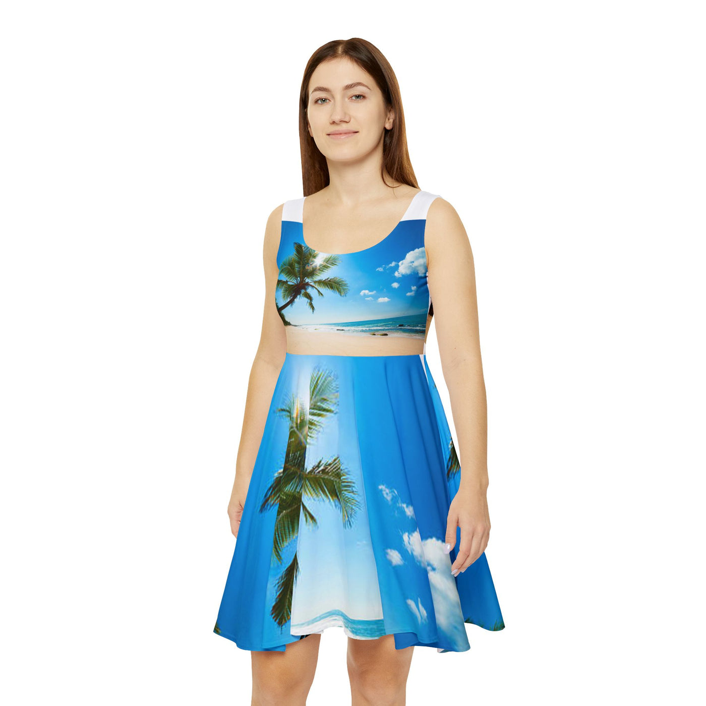 Tropical Paradise Skater Dress, Summer Dress, Beach Dress, Vacation Outfit, Casual Wear, Tropical Print Dress