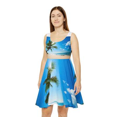 Tropical Paradise Skater Dress, Summer Dress, Beach Dress, Vacation Outfit, Casual Wear, Tropical Print Dress