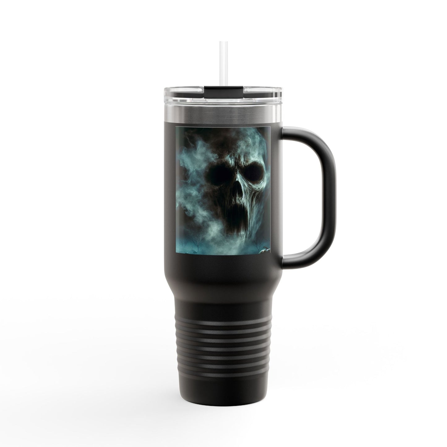 Spooky Skull Insulated Travel Mug | 40oz | Halloween Coffee Cup, Unique Gift for Goth Lovers, Ice Water Tumbler, Reusable Drinkware