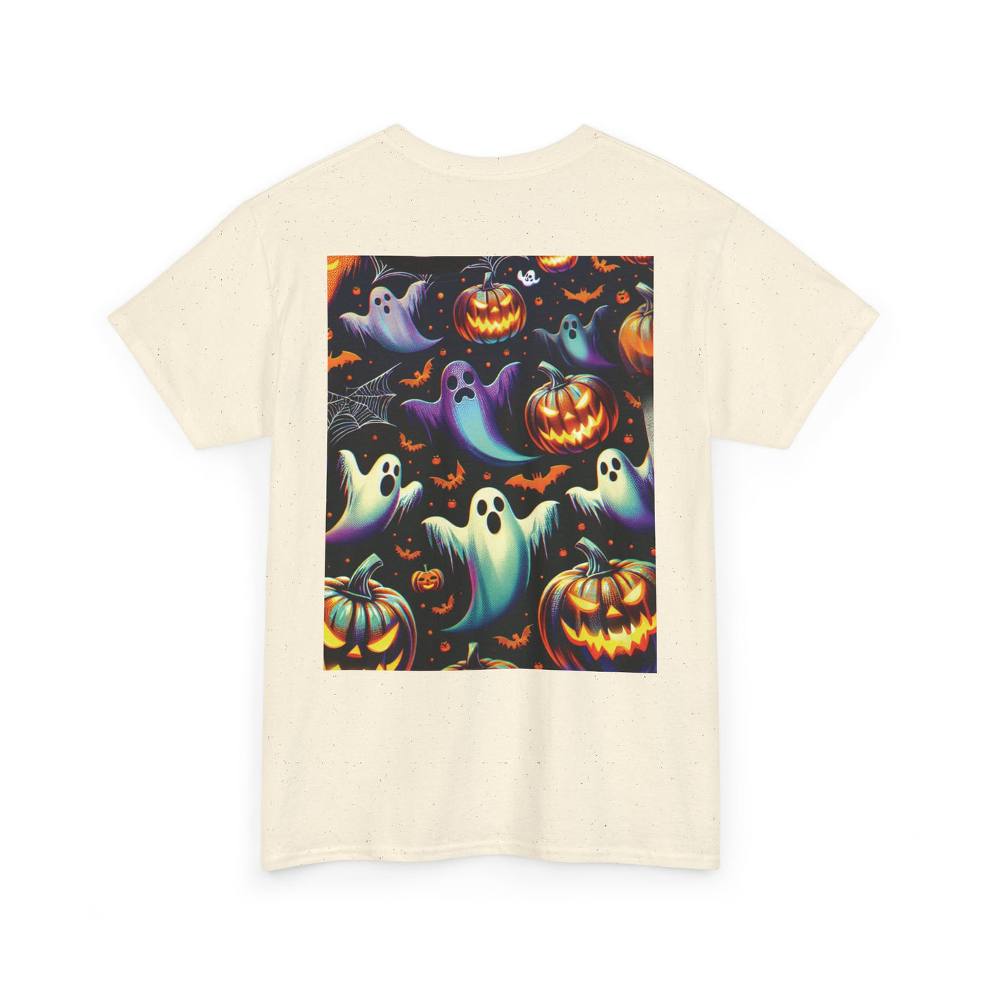 Halloween Unisex Heavy Cotton Tee | Spooky Ghost and Witch Design | Autumn Apparel, Pumpkin Shirt, Trick or Treat Wear, Fall Fashion