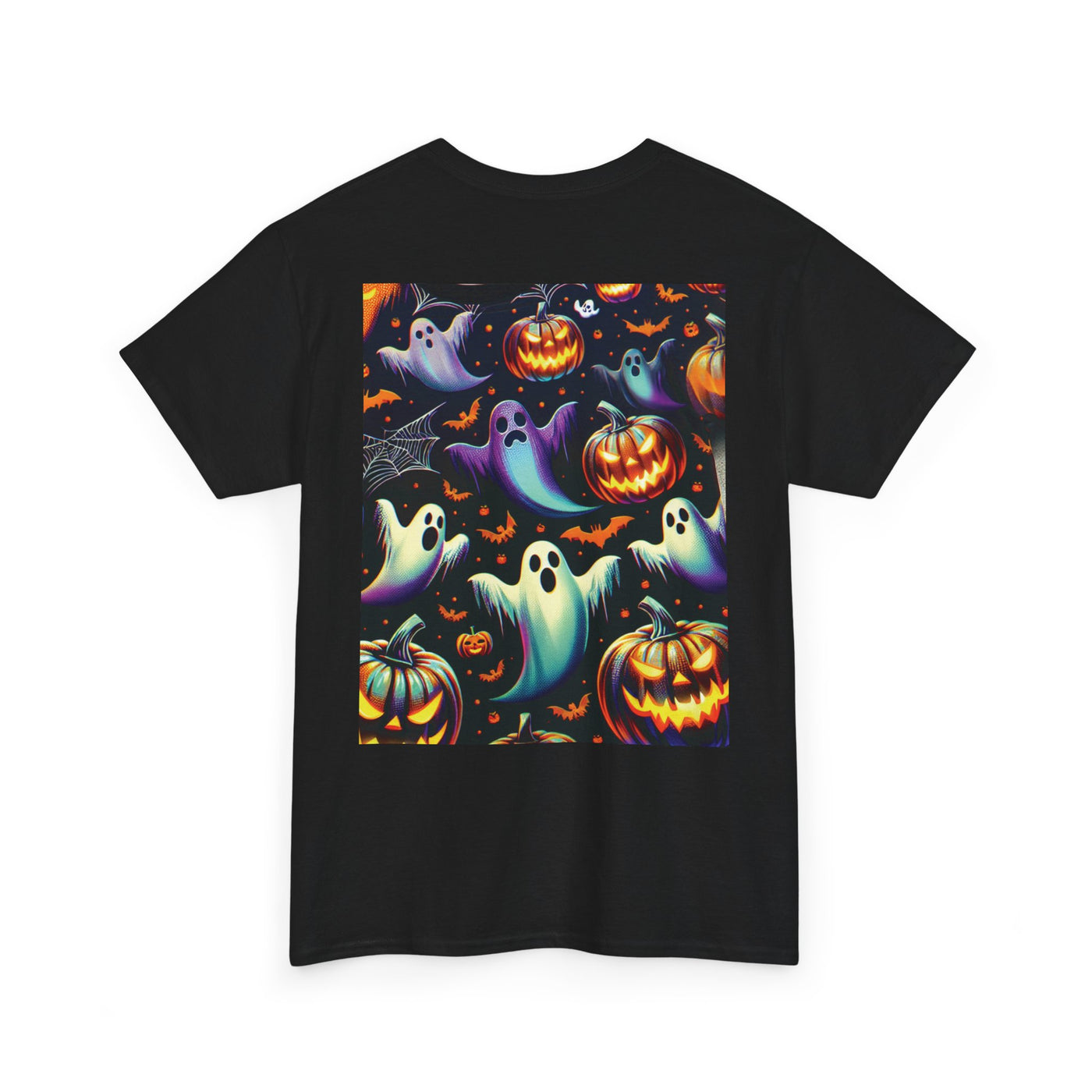 Halloween Unisex Heavy Cotton Tee | Spooky Ghost and Witch Design | Autumn Apparel, Pumpkin Shirt, Trick or Treat Wear, Fall Fashion