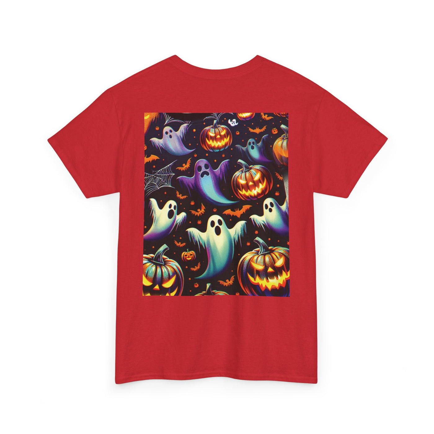 Halloween Unisex Heavy Cotton Tee | Spooky Ghost and Witch Design | Autumn Apparel, Pumpkin Shirt, Trick or Treat Wear, Fall Fashion