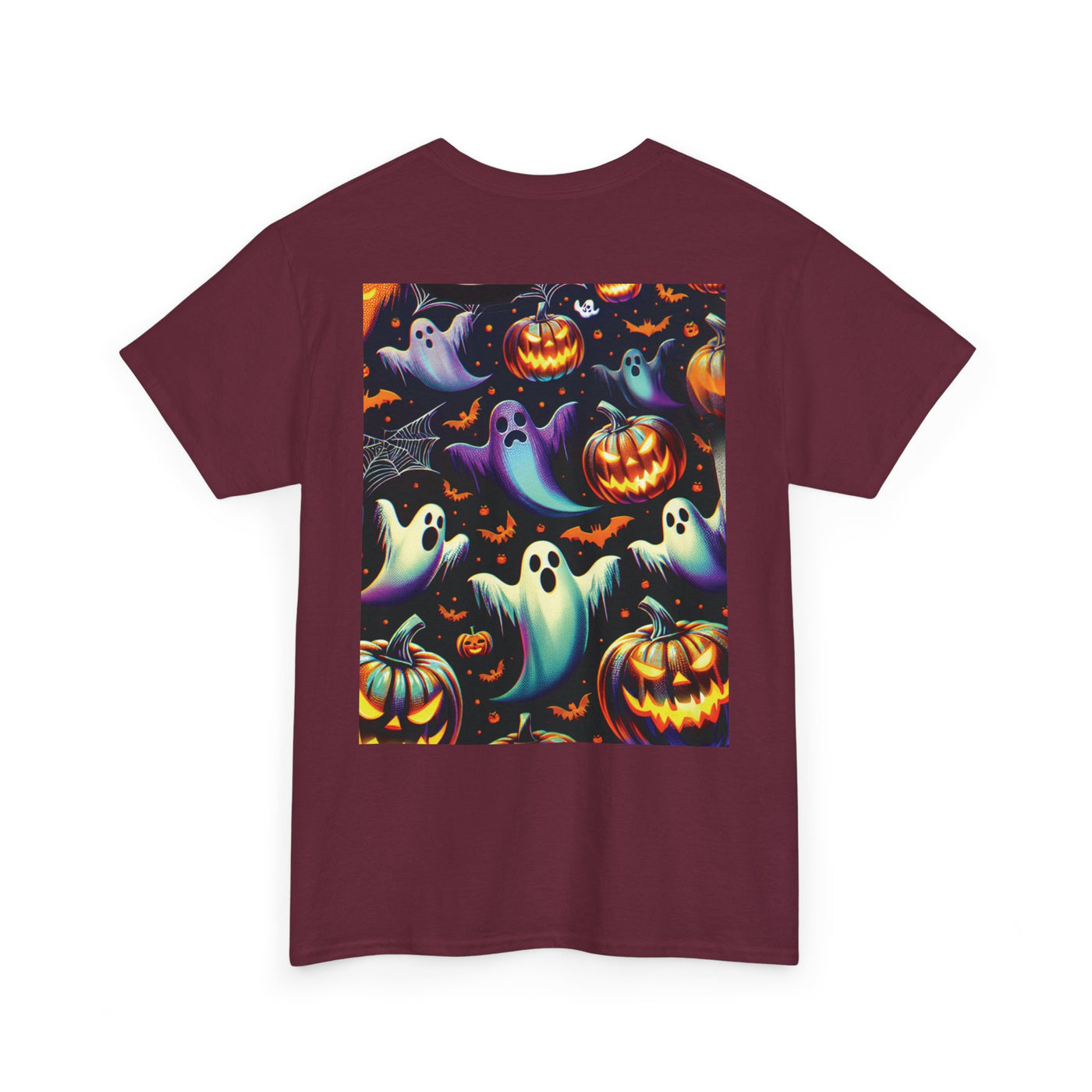 Halloween Unisex Heavy Cotton Tee | Spooky Ghost and Witch Design | Autumn Apparel, Pumpkin Shirt, Trick or Treat Wear, Fall Fashion