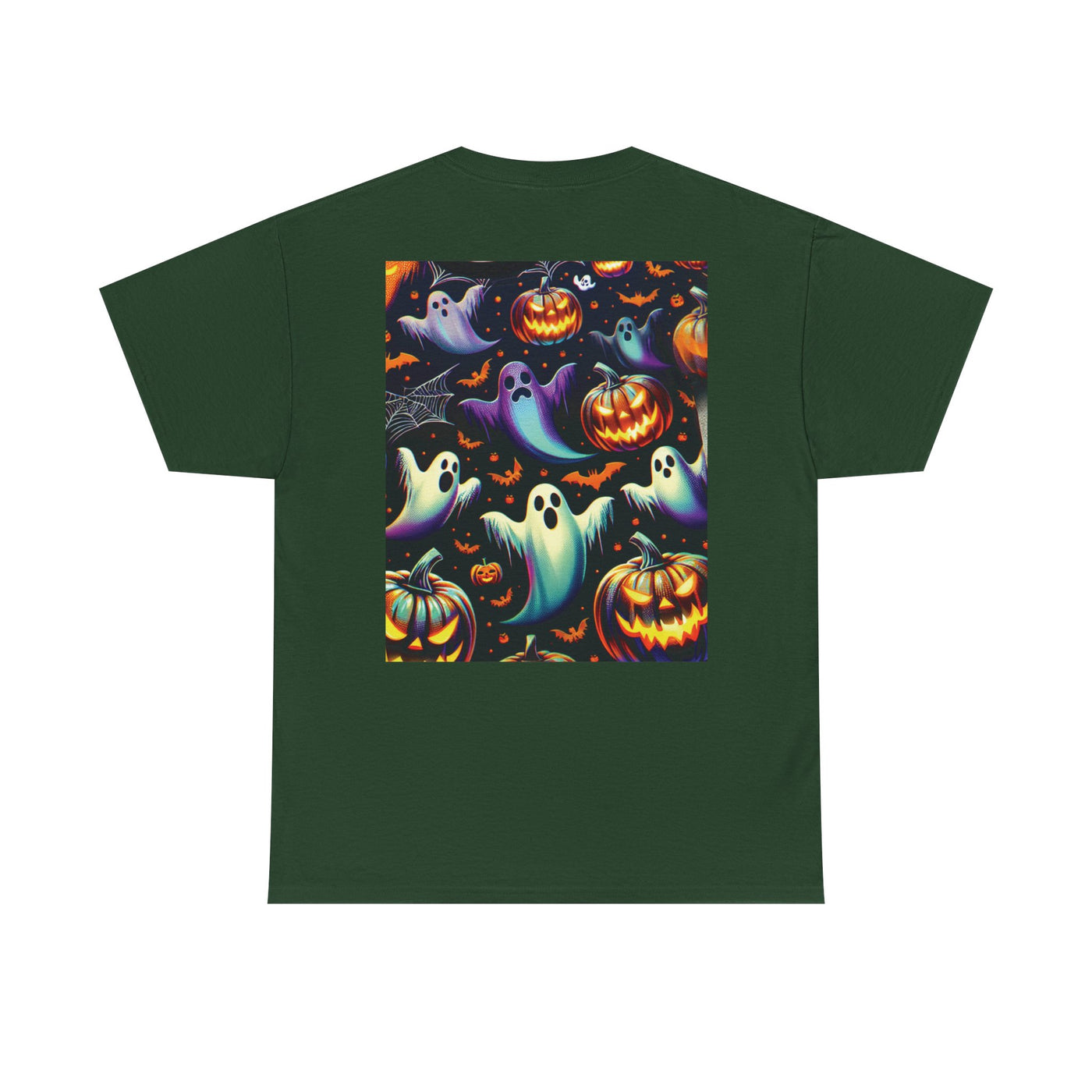 Halloween Unisex Heavy Cotton Tee | Spooky Ghost and Witch Design | Autumn Apparel, Pumpkin Shirt, Trick or Treat Wear, Fall Fashion