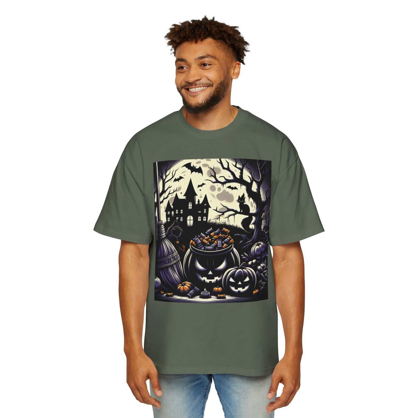 Stylish Halloween Oversized Tee, Spooky, Halloween Apparel, Unisex T-shirt, Trick-or-Treat Shirt, Autumn Fashion, Gift for Him