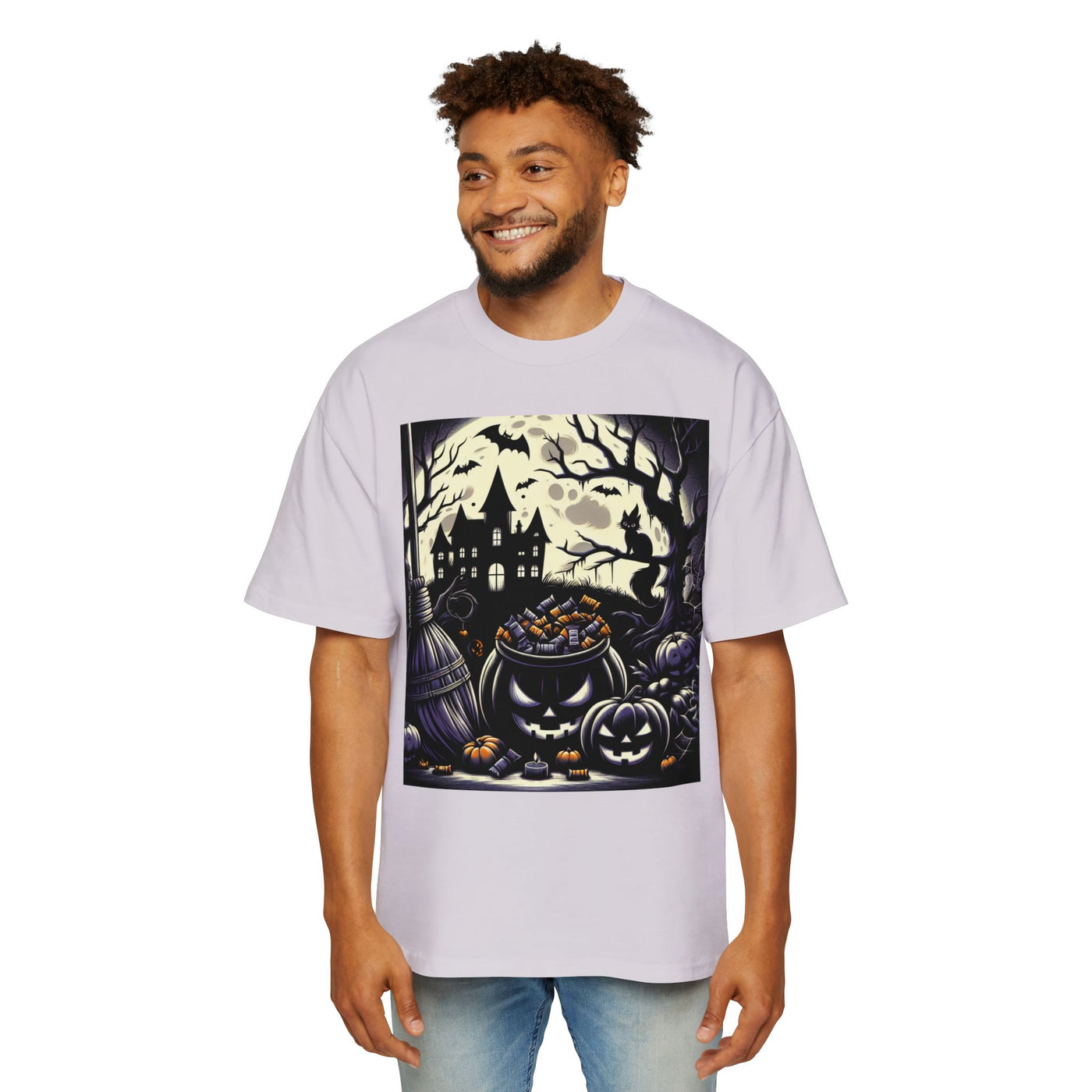 Stylish Halloween Oversized Tee, Spooky, Halloween Apparel, Unisex T-shirt, Trick-or-Treat Shirt, Autumn Fashion, Gift for Him
