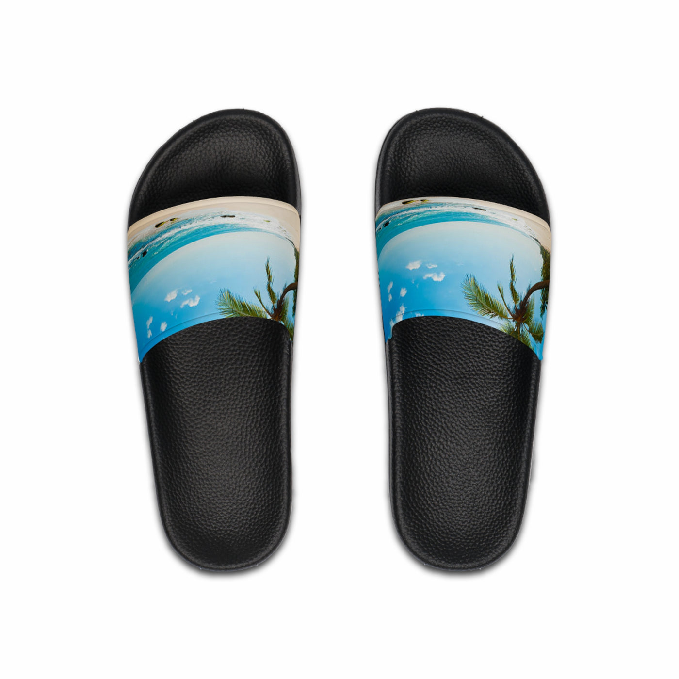 Tropical Beach Men's Slide Sandals, Casual Summer Footwear, Vacation Slides, Beachwear Gifts, Poolside Sandals, Relaxing Summer Vibes