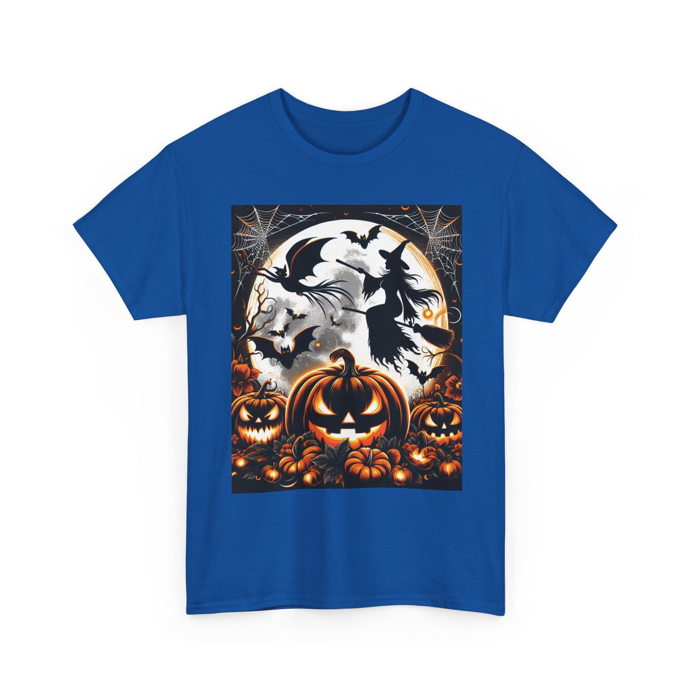 Halloween Unisex Heavy Cotton Tee | Spooky Ghost and Witch Design | Autumn Apparel, Pumpkin Shirt, Trick or Treat Wear, Fall Fashion