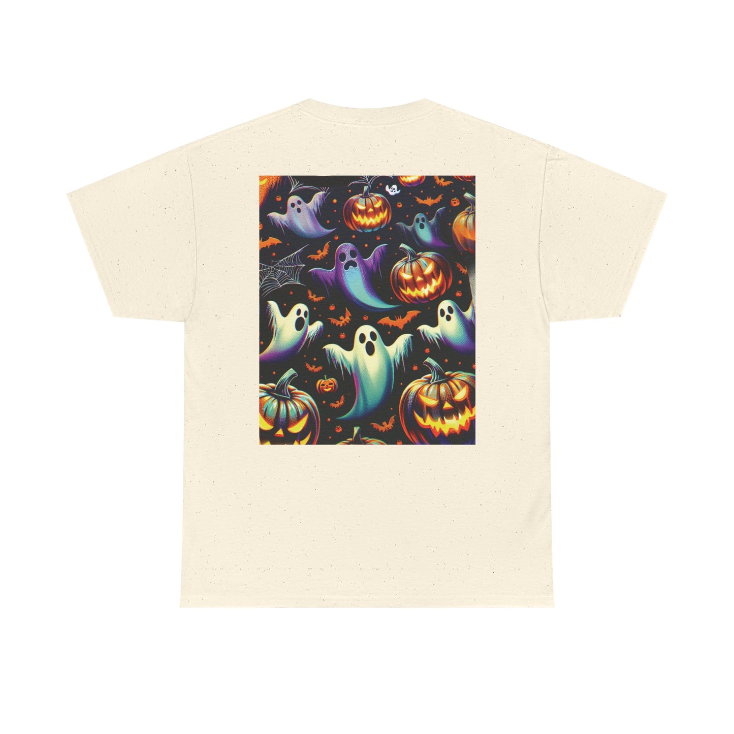 Halloween Unisex Heavy Cotton Tee | Spooky Ghost and Witch Design | Autumn Apparel, Pumpkin Shirt, Trick or Treat Wear, Fall Fashion