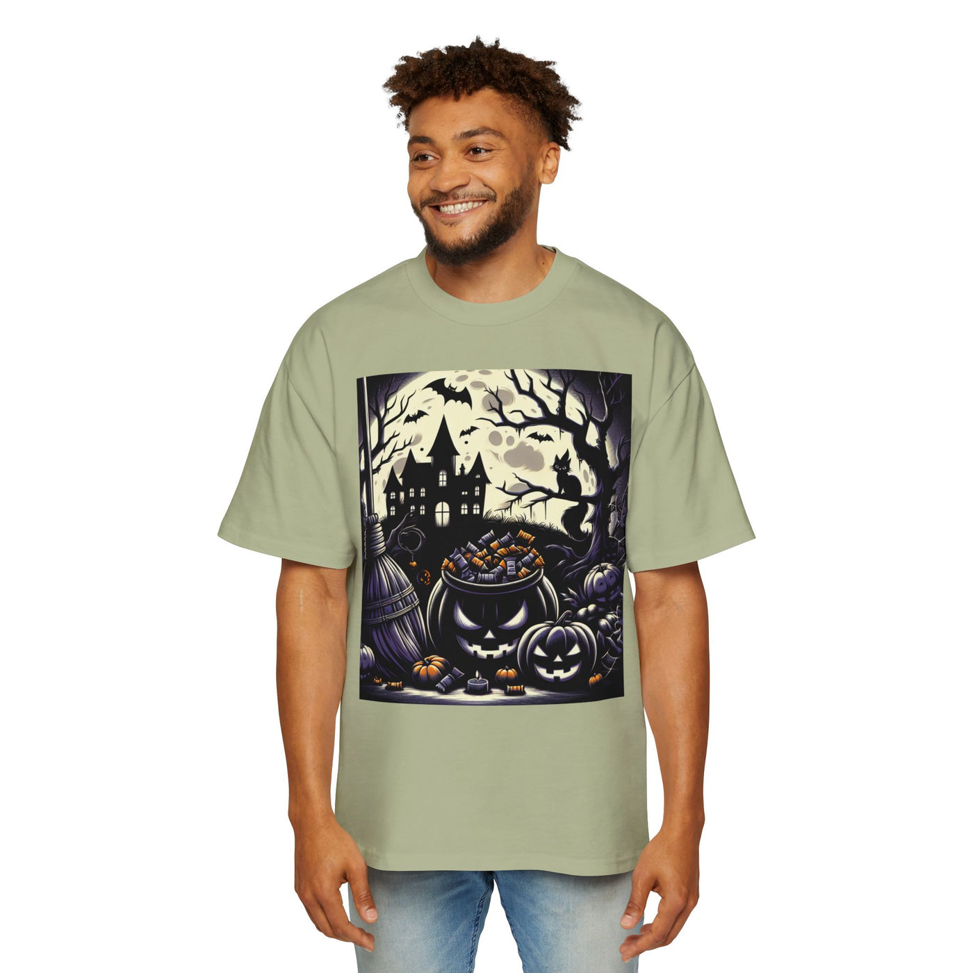 Stylish Halloween Oversized Tee, Spooky, Halloween Apparel, Unisex T-shirt, Trick-or-Treat Shirt, Autumn Fashion, Gift for Him