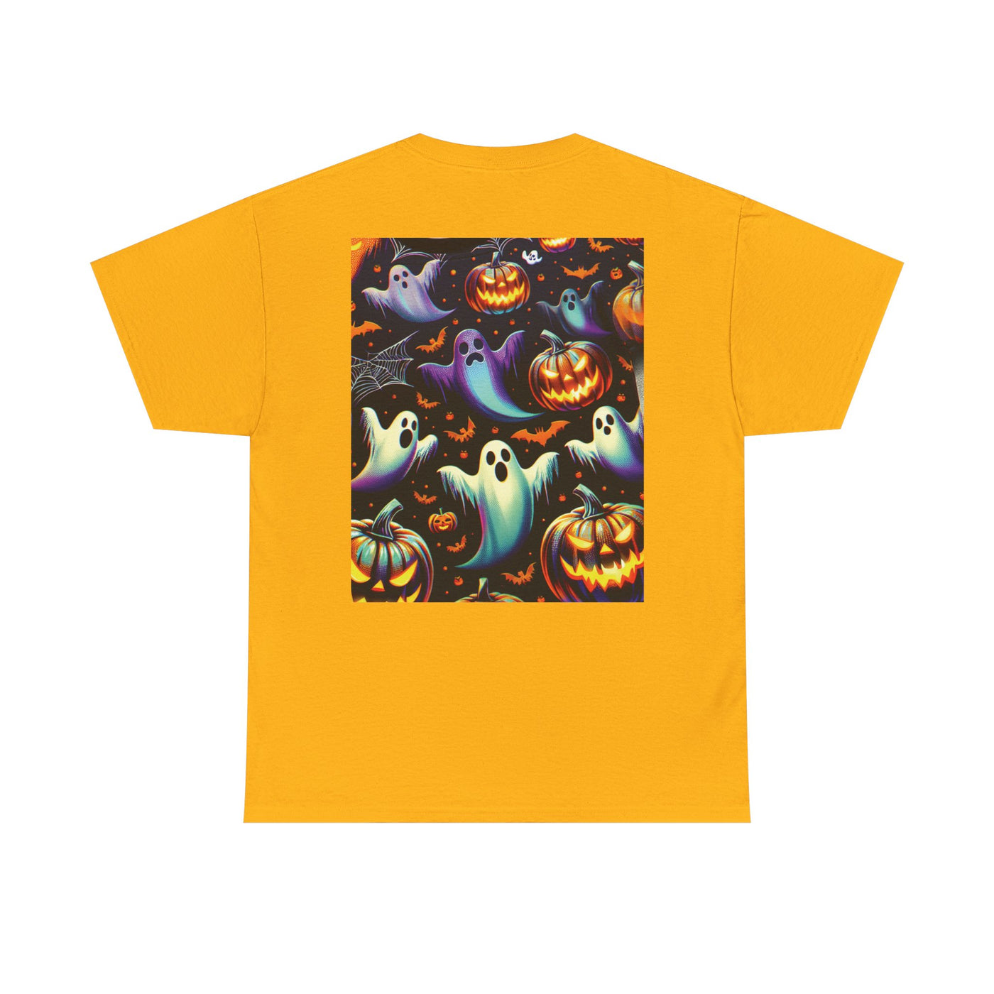 Halloween Unisex Heavy Cotton Tee | Spooky Ghost and Witch Design | Autumn Apparel, Pumpkin Shirt, Trick or Treat Wear, Fall Fashion