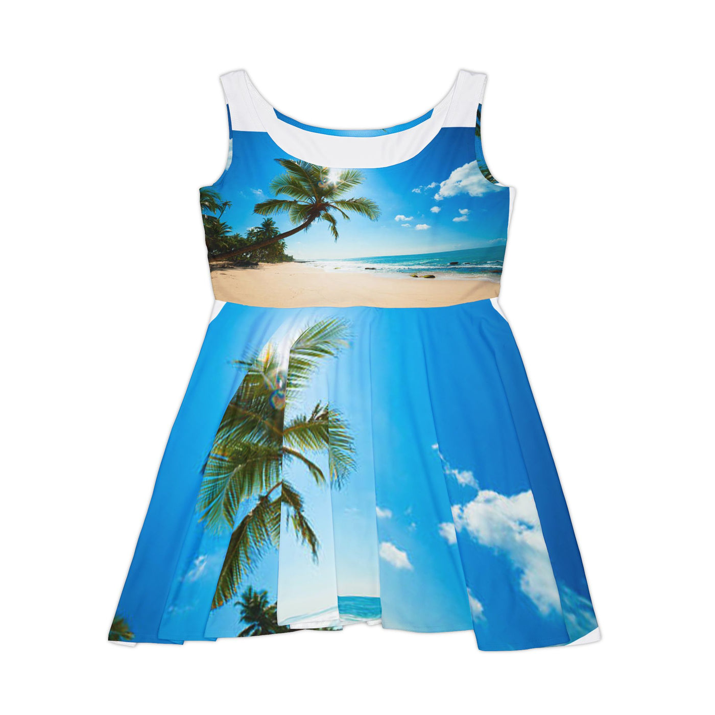 Tropical Paradise Skater Dress, Summer Dress, Beach Dress, Vacation Outfit, Casual Wear, Tropical Print Dress