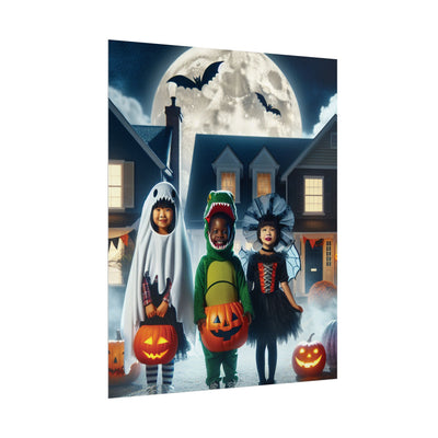 Halloween Kids Art Print, Bright Halloween Decor, Fun Holiday Gift, Spooky Wall Art, Halloween Party Decor