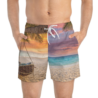 Tropical Print Swim Trunks, Beachwear for Summer, Vacation Ready Swim Shorts, Casual Beach Day Trunks, Perfect for Pool Parties