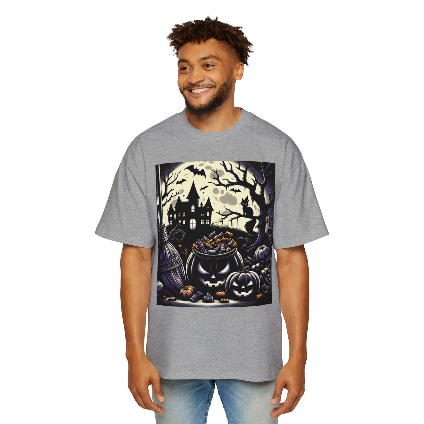 Stylish Halloween Oversized Tee, Spooky, Halloween Apparel, Unisex T-shirt, Trick-or-Treat Shirt, Autumn Fashion, Gift for Him